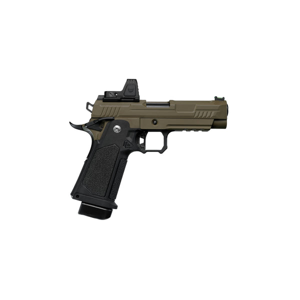 ARCTURUS Vanguard 4.3" Hi-Capa GBB Pistol w/Optics Ready Slide & ARS-1 Red Dot Combo BLK-TAN