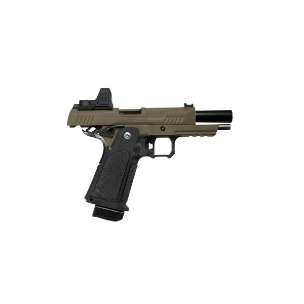 ARCTURUS Vanguard 4.3" Hi-Capa GBB Pistol w/Optics Ready Slide & ARS-1 Red Dot Combo BLK-TAN