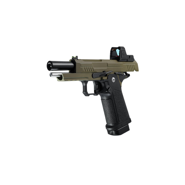 ARCTURUS Vanguard 4.3" Hi-Capa GBB Pistol w/Optics Ready Slide & ARS-1 Red Dot Combo BLK-TAN