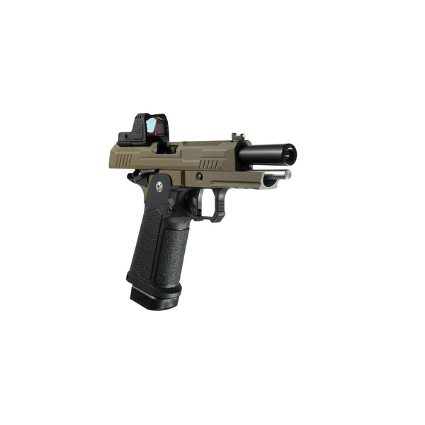 ARCTURUS Vanguard 4.3" Hi-Capa GBB Pistol w/Optics Ready Slide & ARS-1 Red Dot Combo BLK-TAN