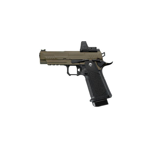 ARCTURUS Vanguard 4.3" Hi-Capa GBB Pistol w/Optics Ready Slide & ARS-1 Red Dot Combo BLK-TAN