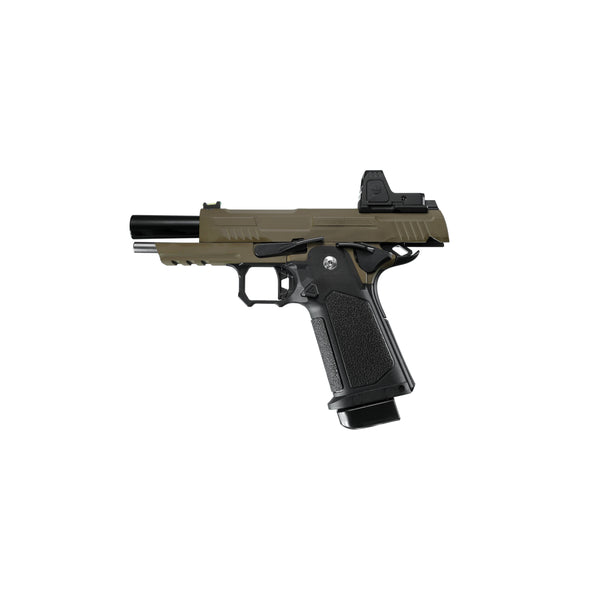 ARCTURUS Vanguard 4.3" Hi-Capa GBB Pistol w/Optics Ready Slide & ARS-1 Red Dot Combo BLK-TAN