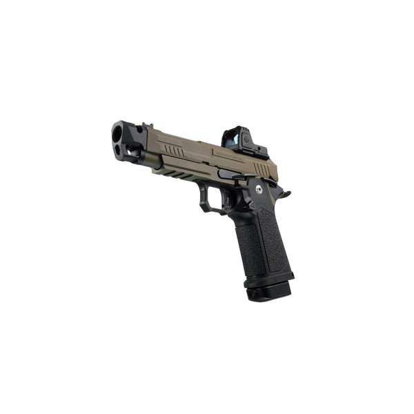 ARCTURUS Vanguard 4.3" Hi-Capa GBB Pistol w/ Optics Ready Slide & Compensator & ARS-1 Red Dot Combo BLK-TAN