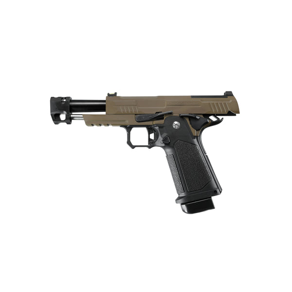 ARCTURUS Vanguard 4.3"Hi-Capa GBB Pistol w/ Optics Ready Slide & Compensator BLK-TAN