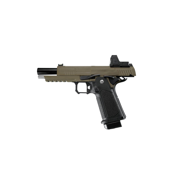 ARCTURUS Vanguard 5" Hi-Capa GBB Pistol w/Optics Ready Slide & ARS-1 Red Dot Combo BLK-TAN