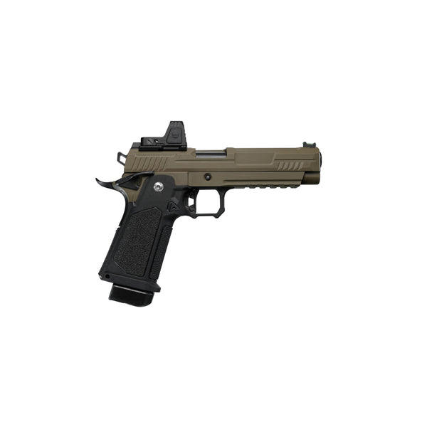 ARCTURUS Vanguard 5" Hi-Capa GBB Pistol w/Optics Ready Slide & ARS-1 Red Dot Combo BLK-TAN