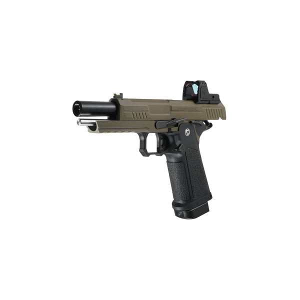 ARCTURUS Vanguard 5" Hi-Capa GBB Pistol w/Optics Ready Slide & ARS-1 Red Dot Combo BLK-TAN