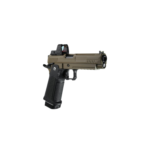 ARCTURUS Vanguard 5" Hi-Capa GBB Pistol w/Optics Ready Slide & ARS-1 Red Dot Combo BLK-TAN