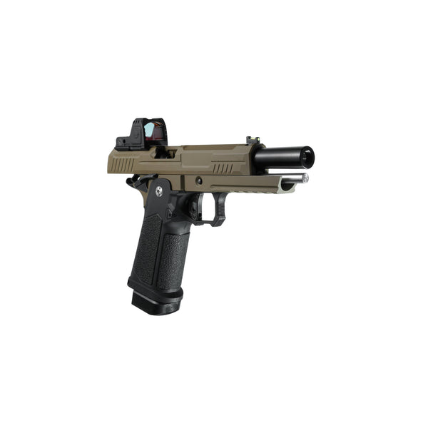 ARCTURUS Vanguard 5" Hi-Capa GBB Pistol w/Optics Ready Slide & ARS-1 Red Dot Combo BLK-TAN